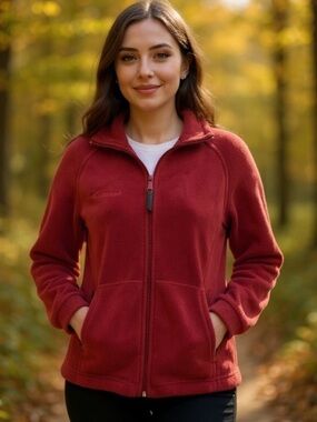 Columbia Red Full-Zip Fleece Jacket Women’s Small